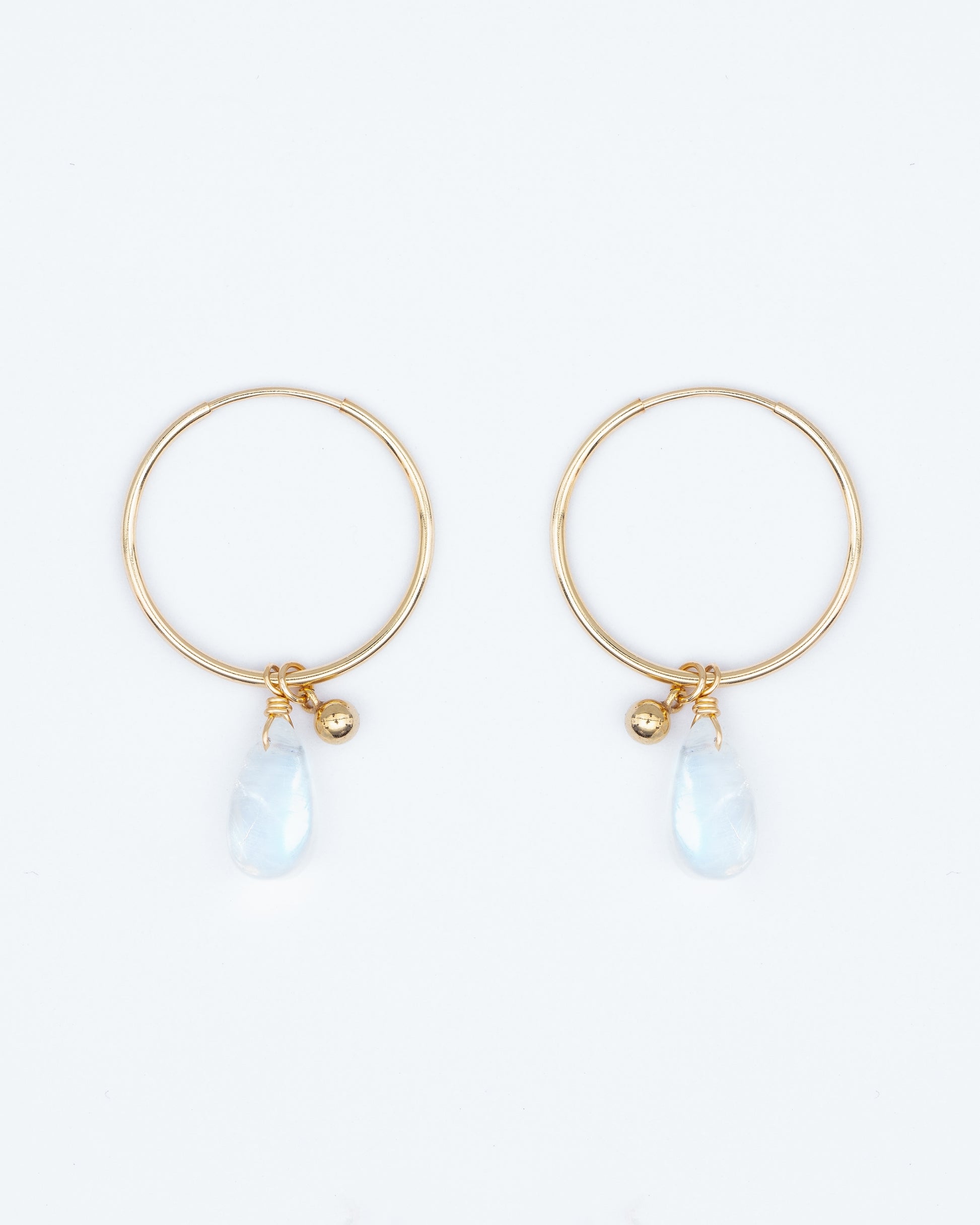 14K Gold Filled Rainbow Moonstone Hoops | Inspiration Her Jewellery
