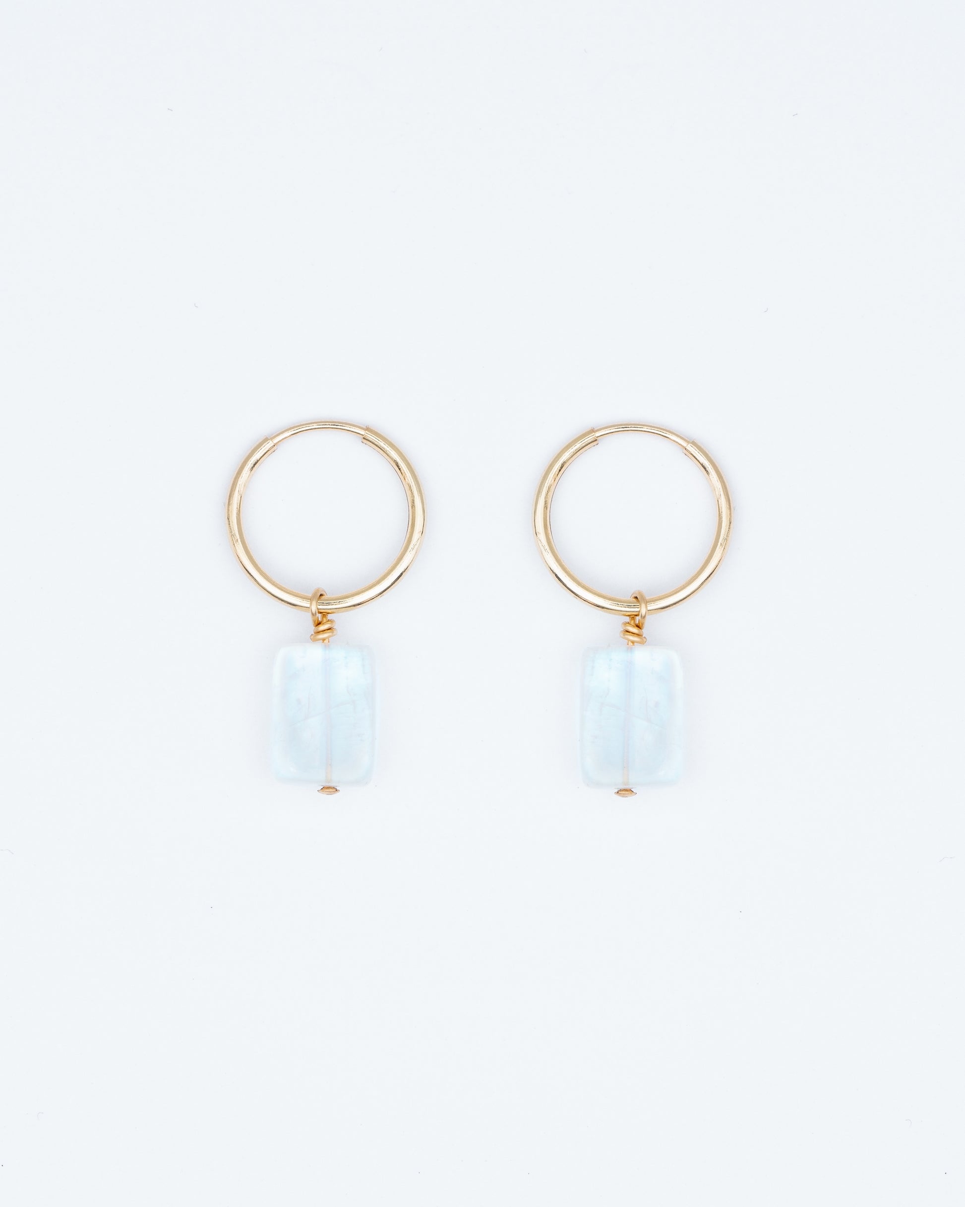 14K Gold Filled Rainbow Moonstone Hoops | Inspiration Her Jewellery