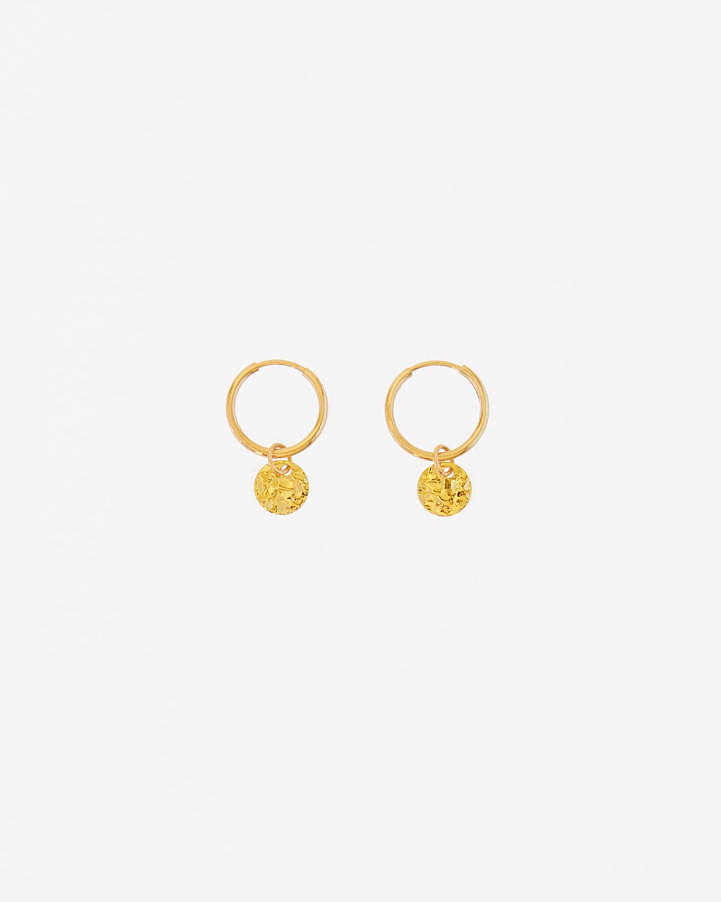 14K Gold Filled Textured Disc Hoops | Inspiration Her Jewellery