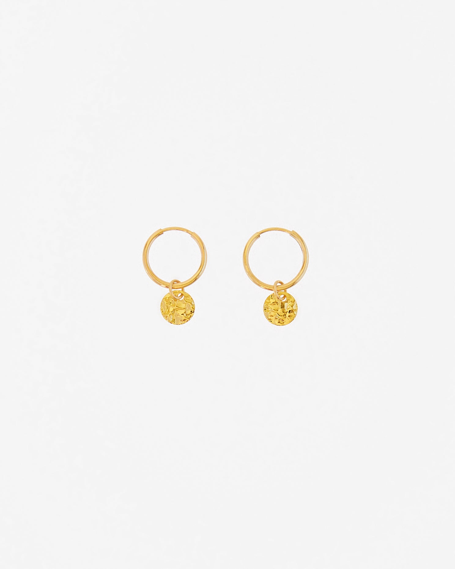 14K Gold Filled Textured Disc Hoops | Inspiration Her Jewellery