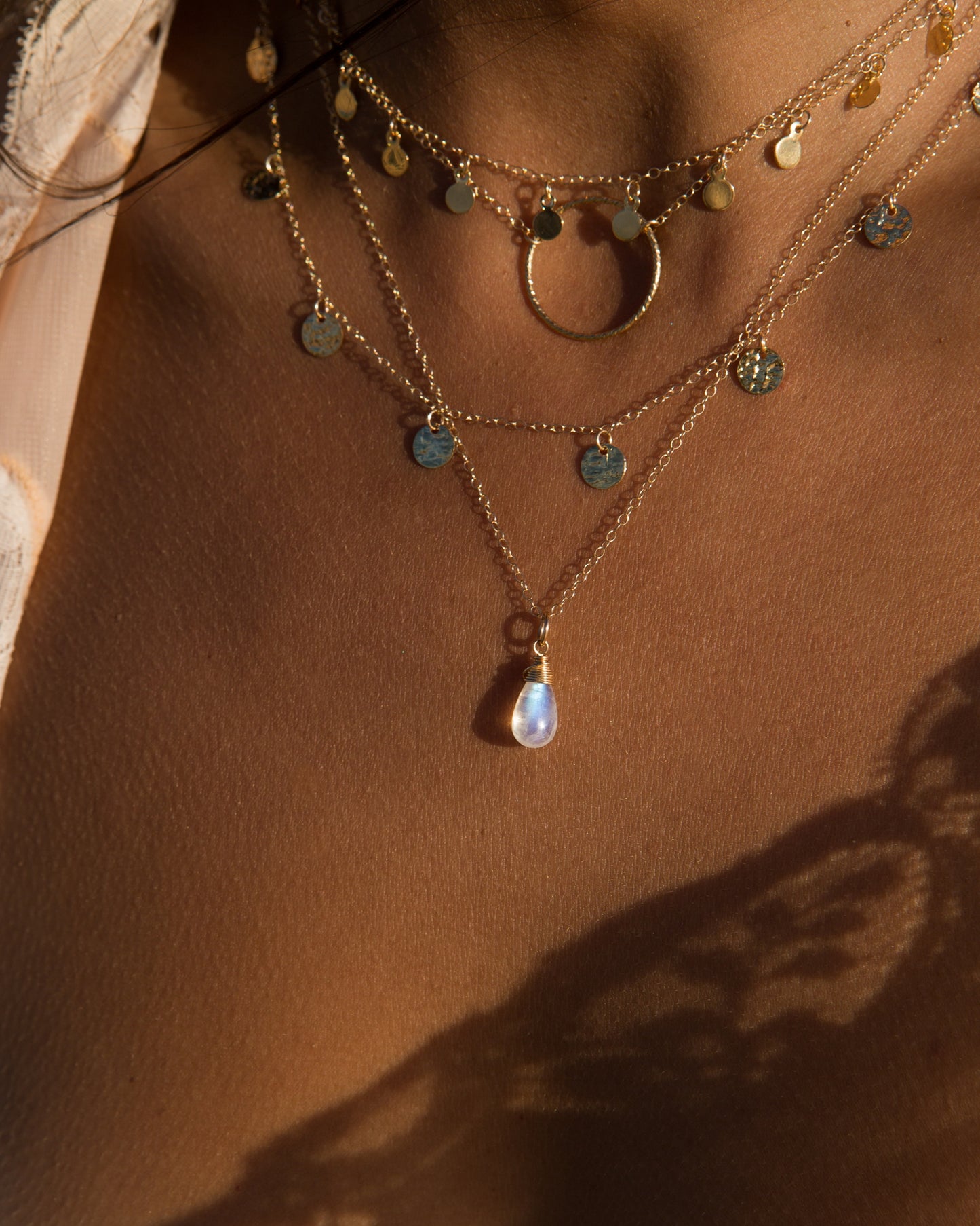 14K Gold Filled Textured Disc Necklace | Inspiration Her Jewellery