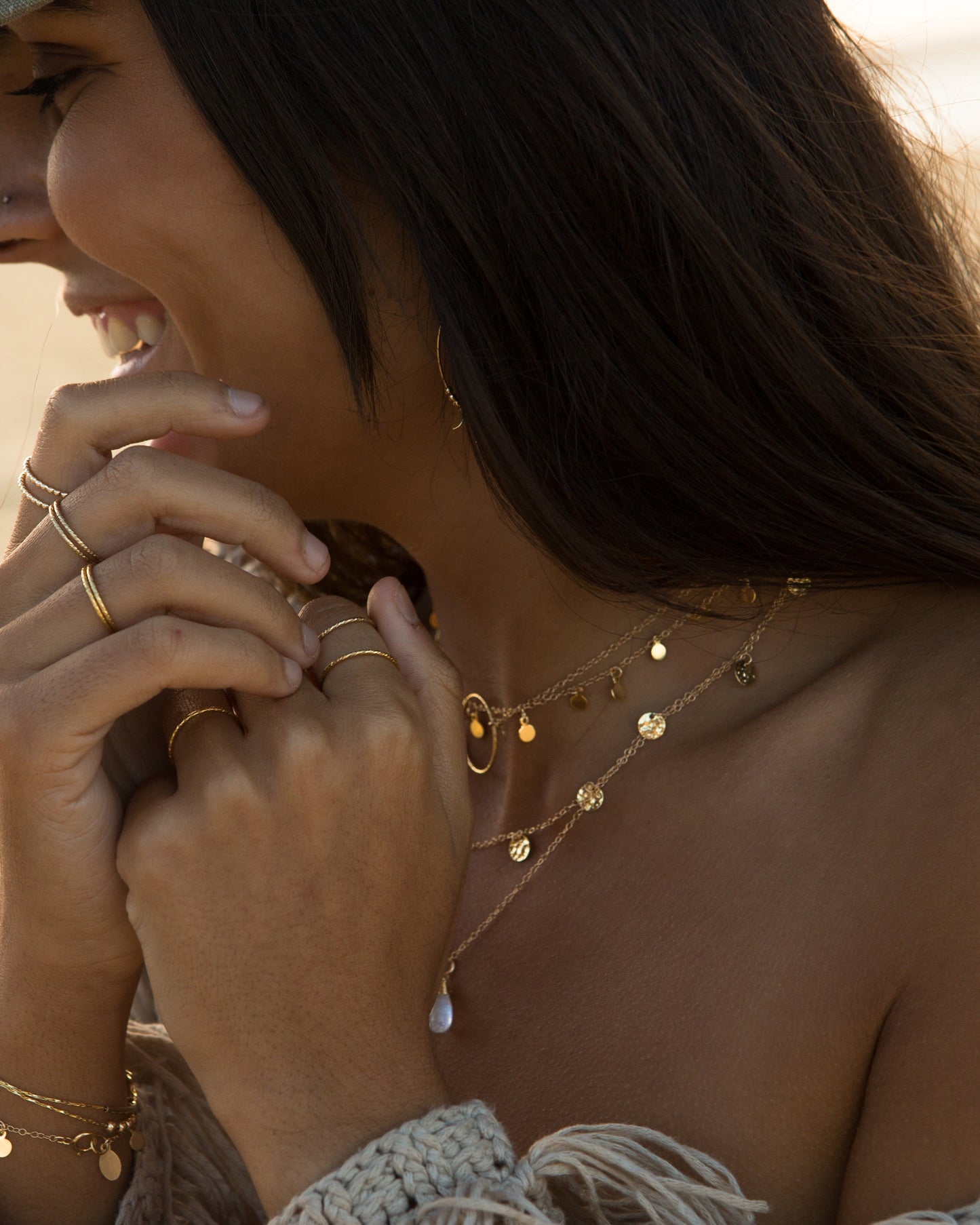 14K Gold Filled Textured Disc Necklace | Inspiration Her Jewellery