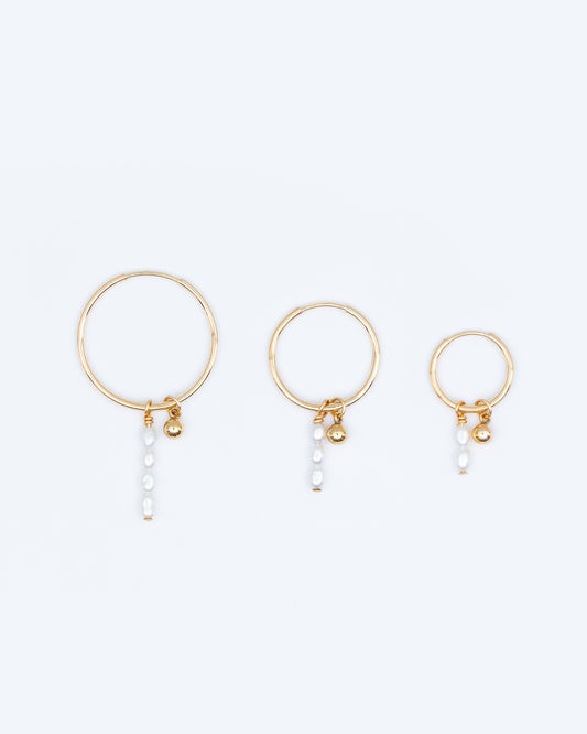 14K Gold Filled Tiny Pearl Hoops | Inspiration Her Jewellery