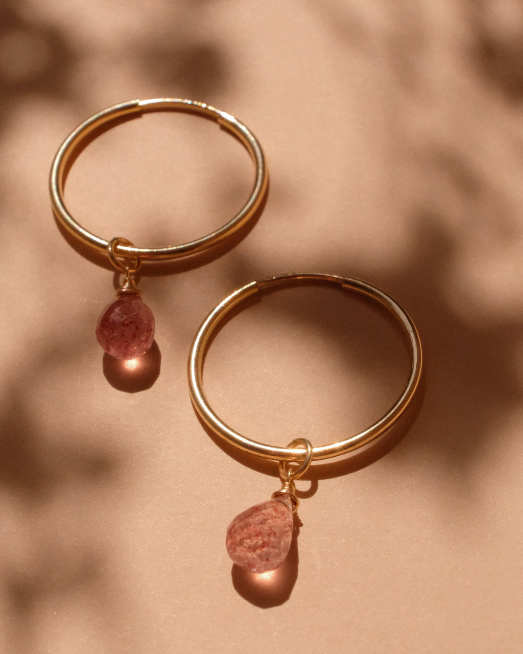 14K Gold Filled Strawberry Quartz Earrings | Inspiration Her Jewellery