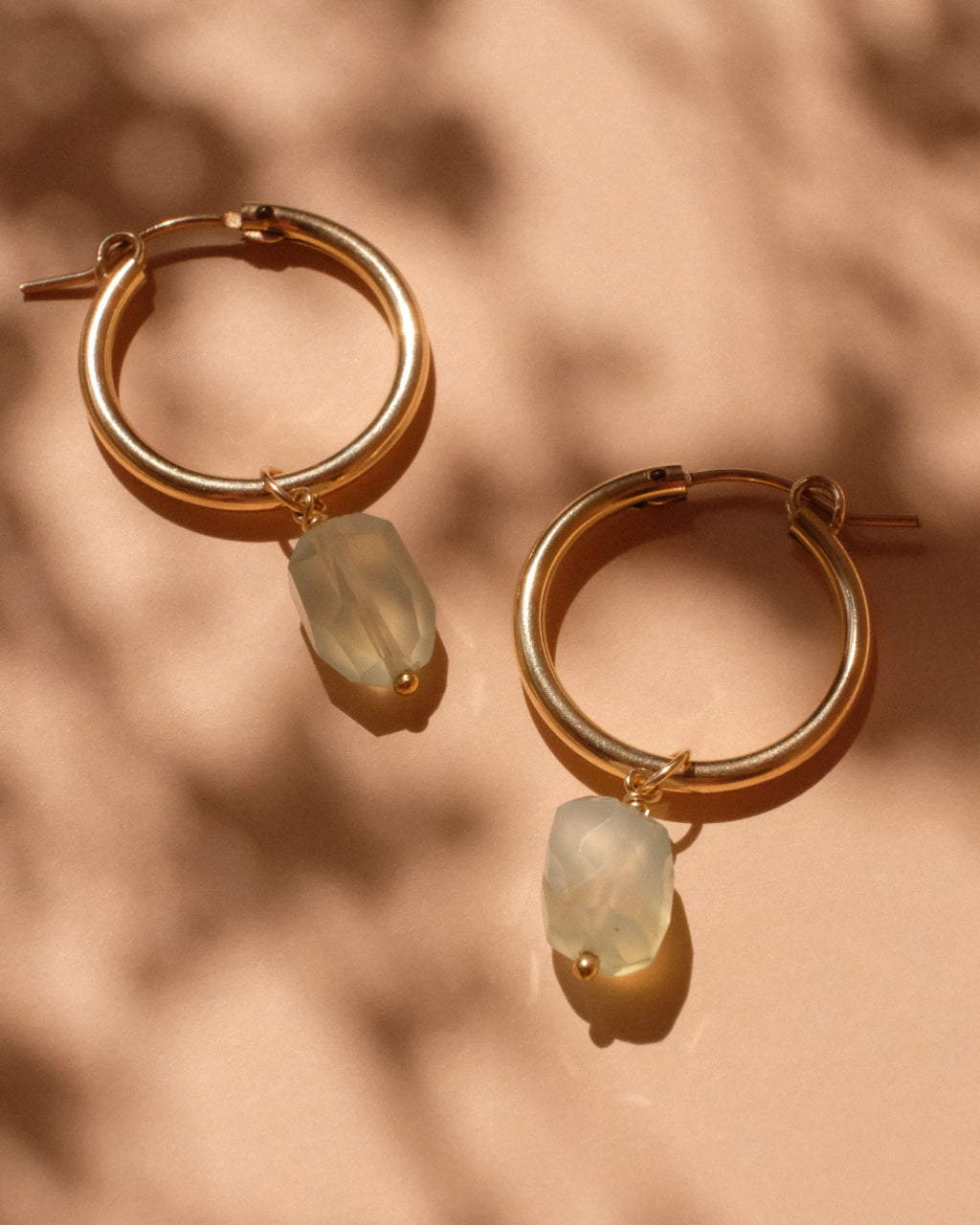 14K Gold Filled Prehnite Hoop Earrings | Inspiration Her Jewellery