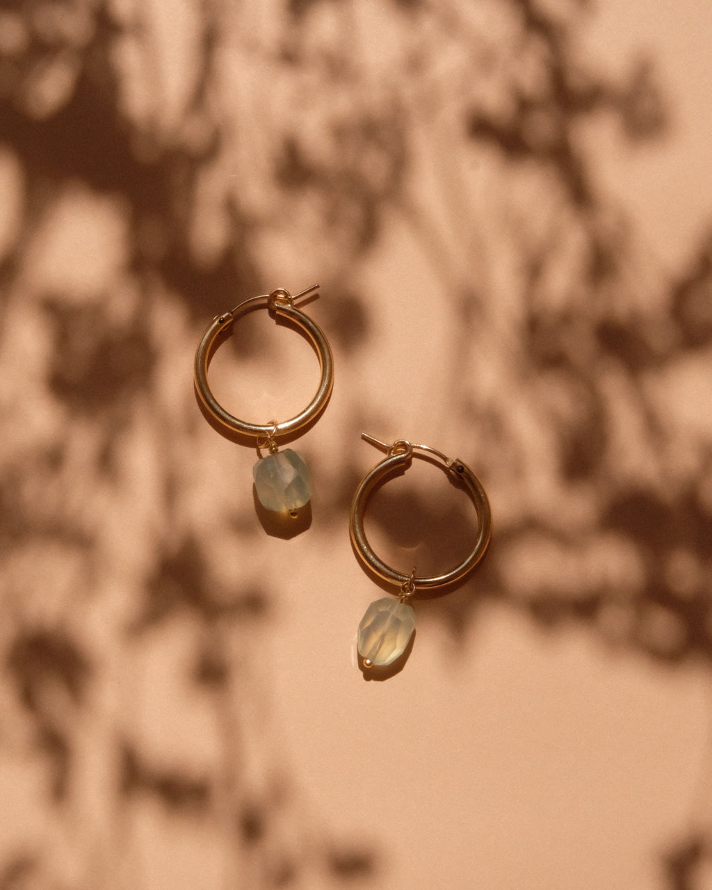 14K Gold Filled Prehnite Hoop Earrings | Inspiration Her Jewellery