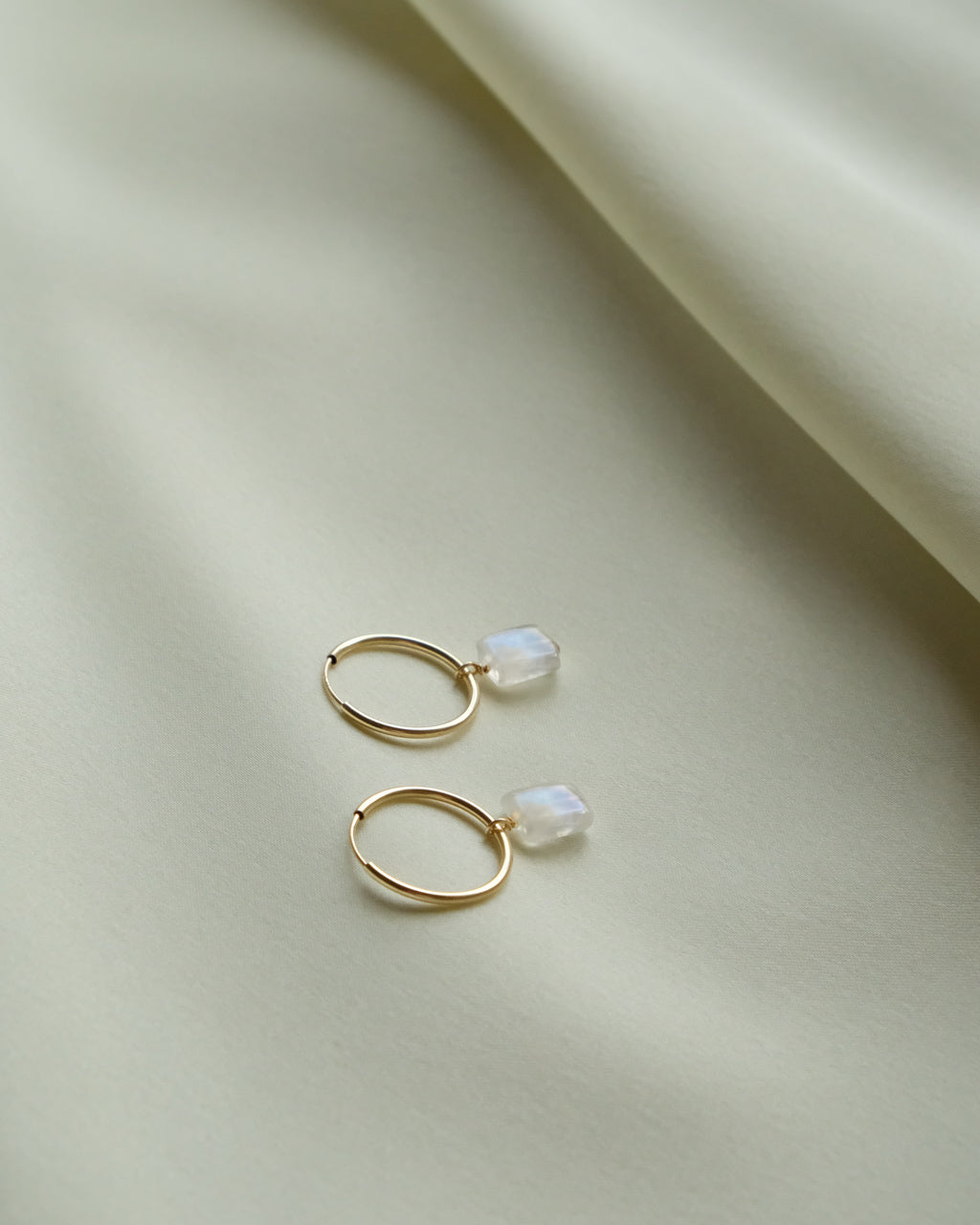 14K Gold Filled Rainbow Moonstone Hoops | Inspiration Her Jewellery
