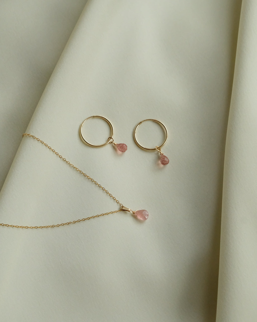 14K Gold Filled Strawberry Quartz Earrings | Inspiration Her Jewellery