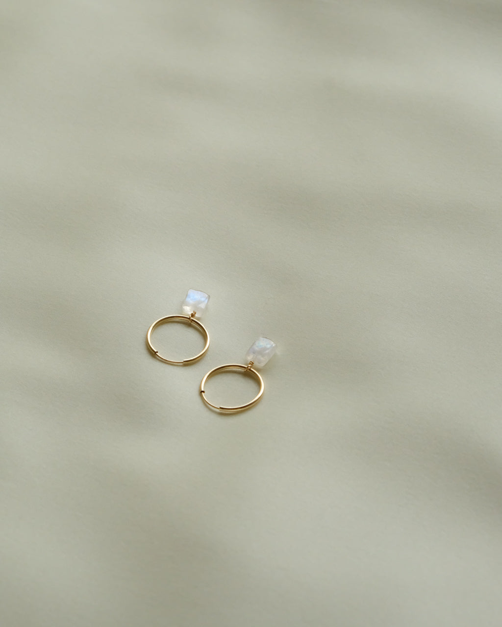 14K Gold Filled Rainbow Moonstone Hoops | Inspiration Her Jewellery