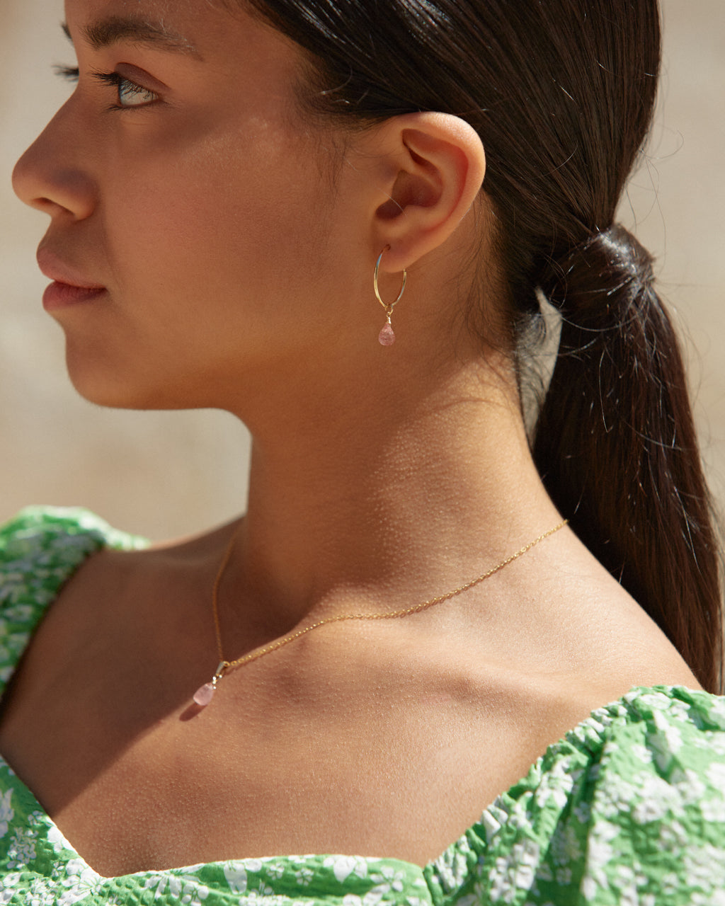 14K Gold Filled Strawberry Quartz Earrings | Inspiration Her Jewellery