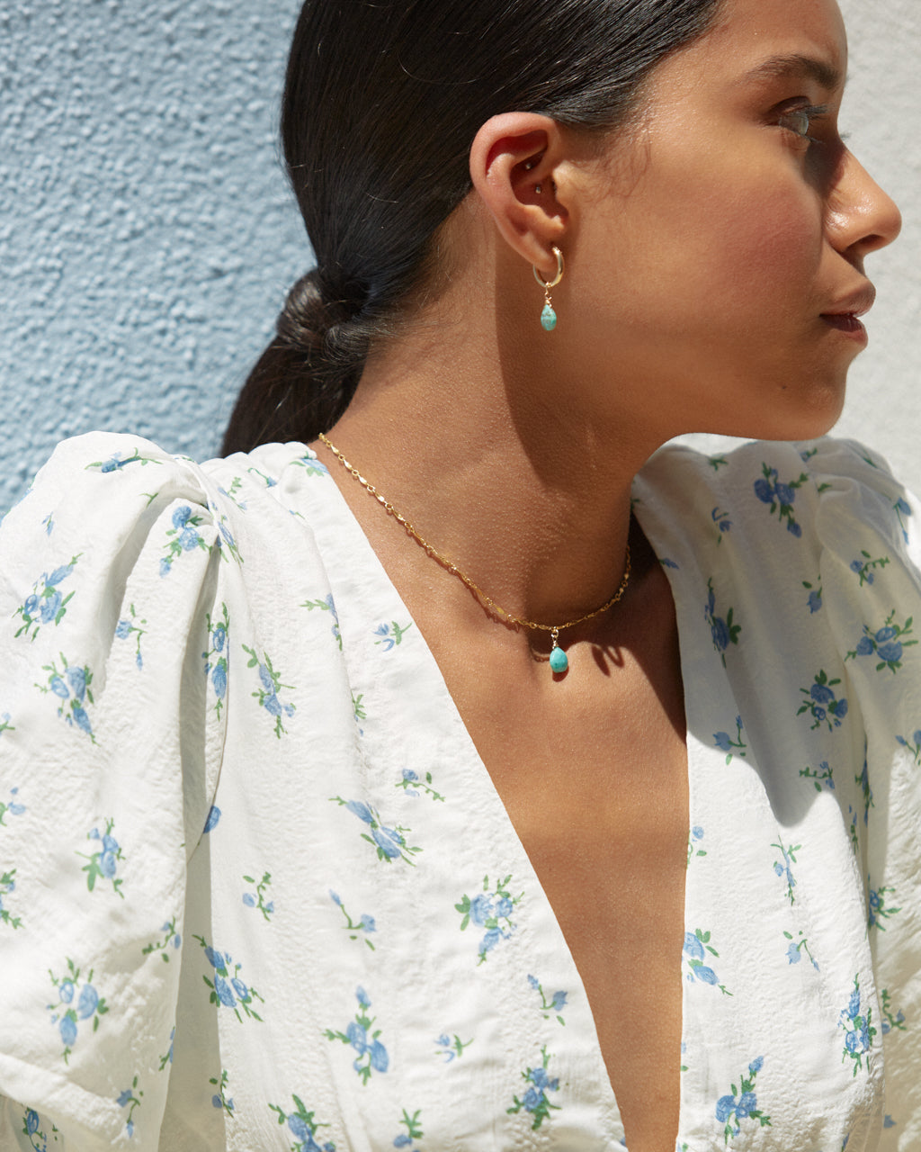 14K Gold Filled Turquoise Hoop Earrings | Inspiration Her Jewellery