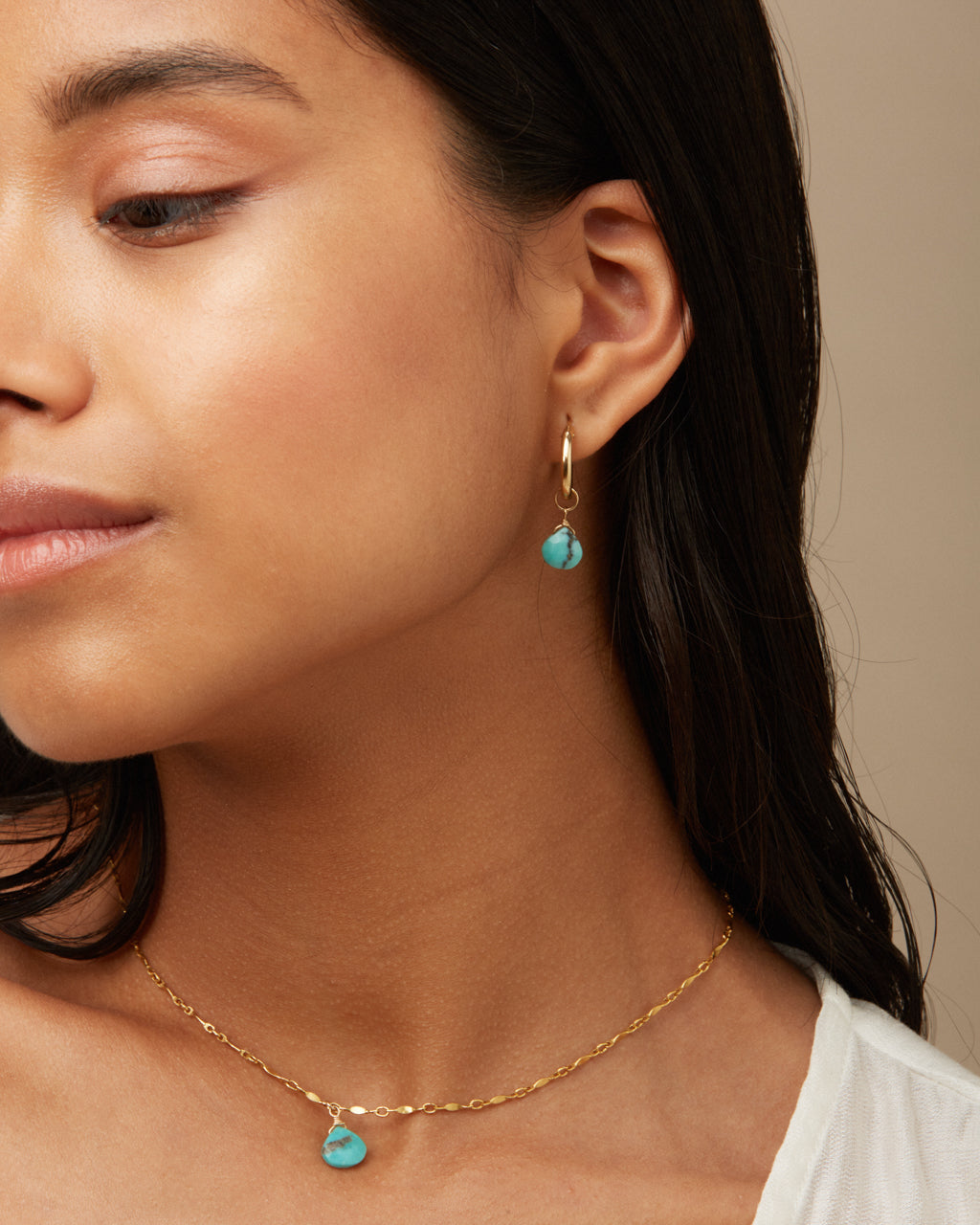 14K Gold Filled Turquoise Hoop Earrings | Inspiration Her Jewellery