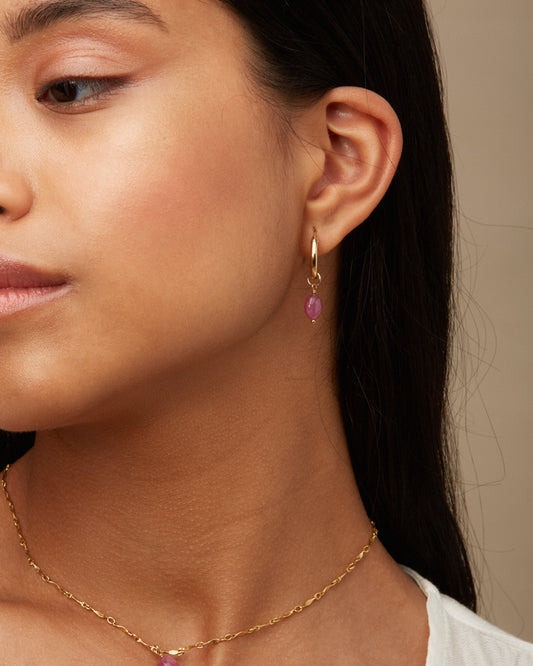 14K Gold Filled Ruby Hoop Earrings | Inspiration Her Jewellery