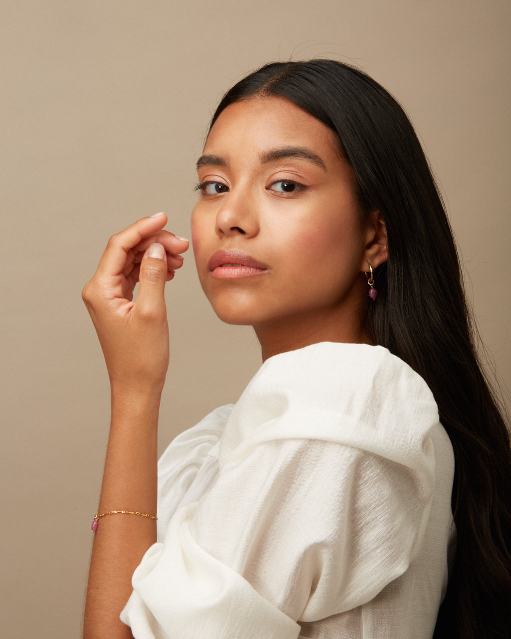 14K Gold Filled Ruby Hoop Earrings | Inspiration Her Jewellery