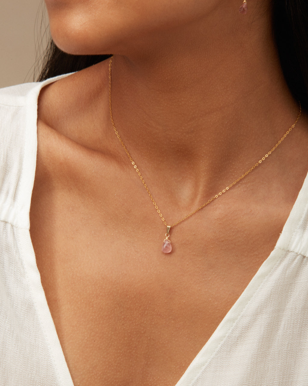 14K Gold Filled Strawberry Quartz Necklace | Inspiration Her Jewellery