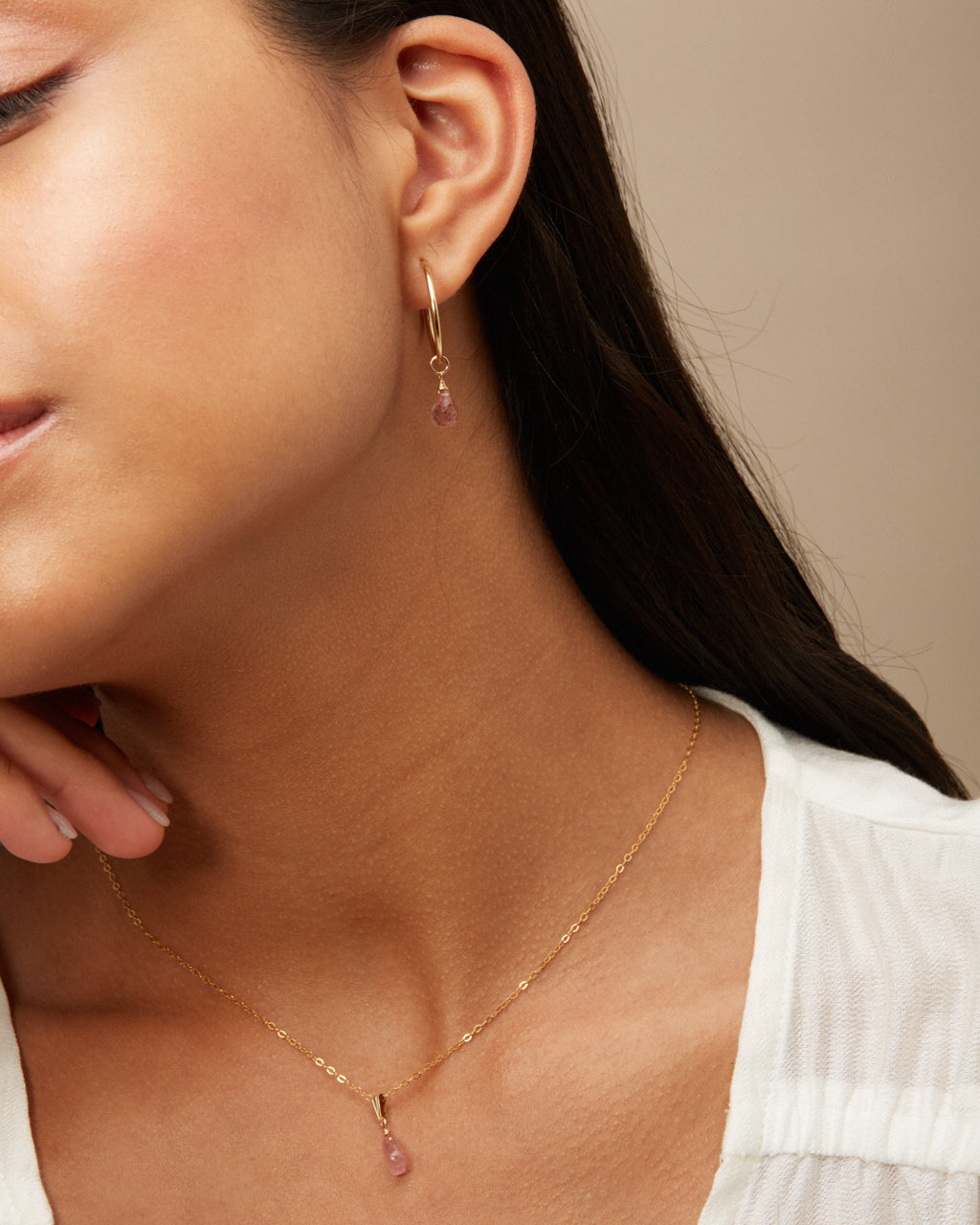 14K Gold Filled Strawberry Quartz Necklace | Inspiration Her Jewellery