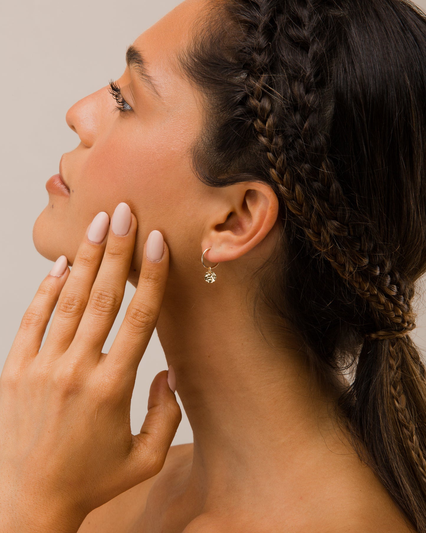 14K Gold Filled Textured Disc Hoops | Inspiration Her Jewellery