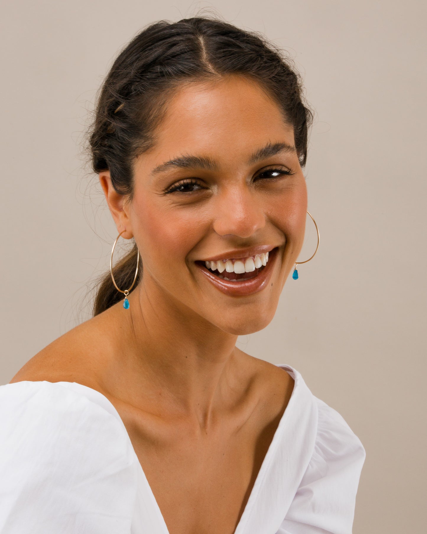 14K Gold Filled Blue Apatite Hoop Earrings | Inspiration Her Jewellery