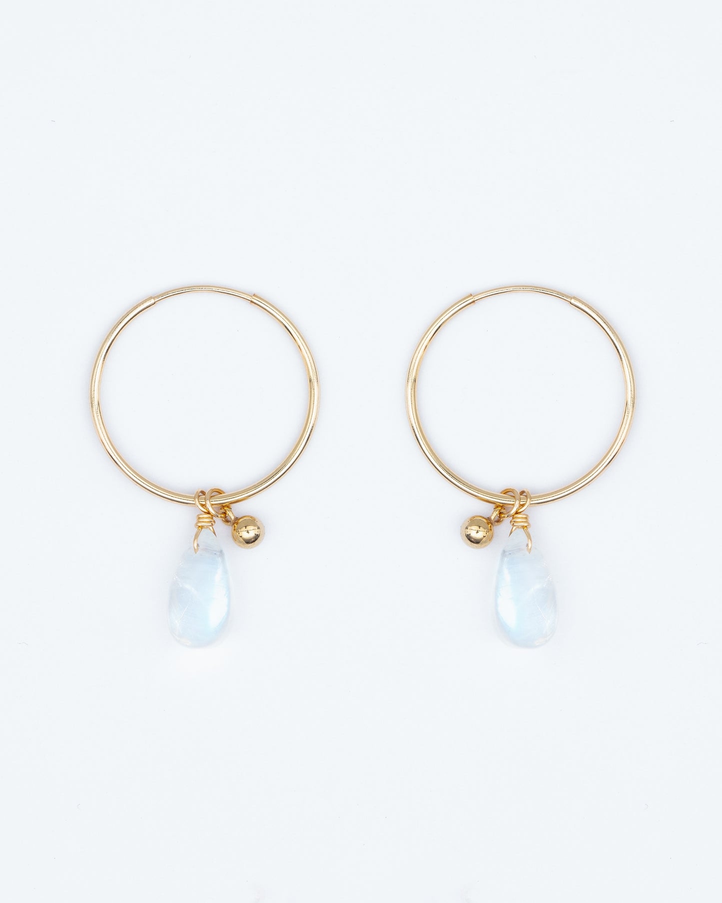 14K Gold Filled Rainbow Moonstone Hoops | Inspiration Her Jewellery