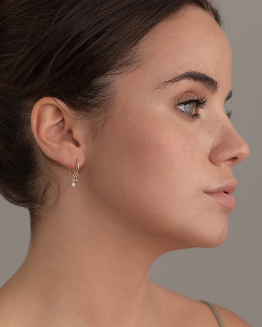 14K Gold Filled Tiny Pearl Hoops | Inspiration Her Jewellery