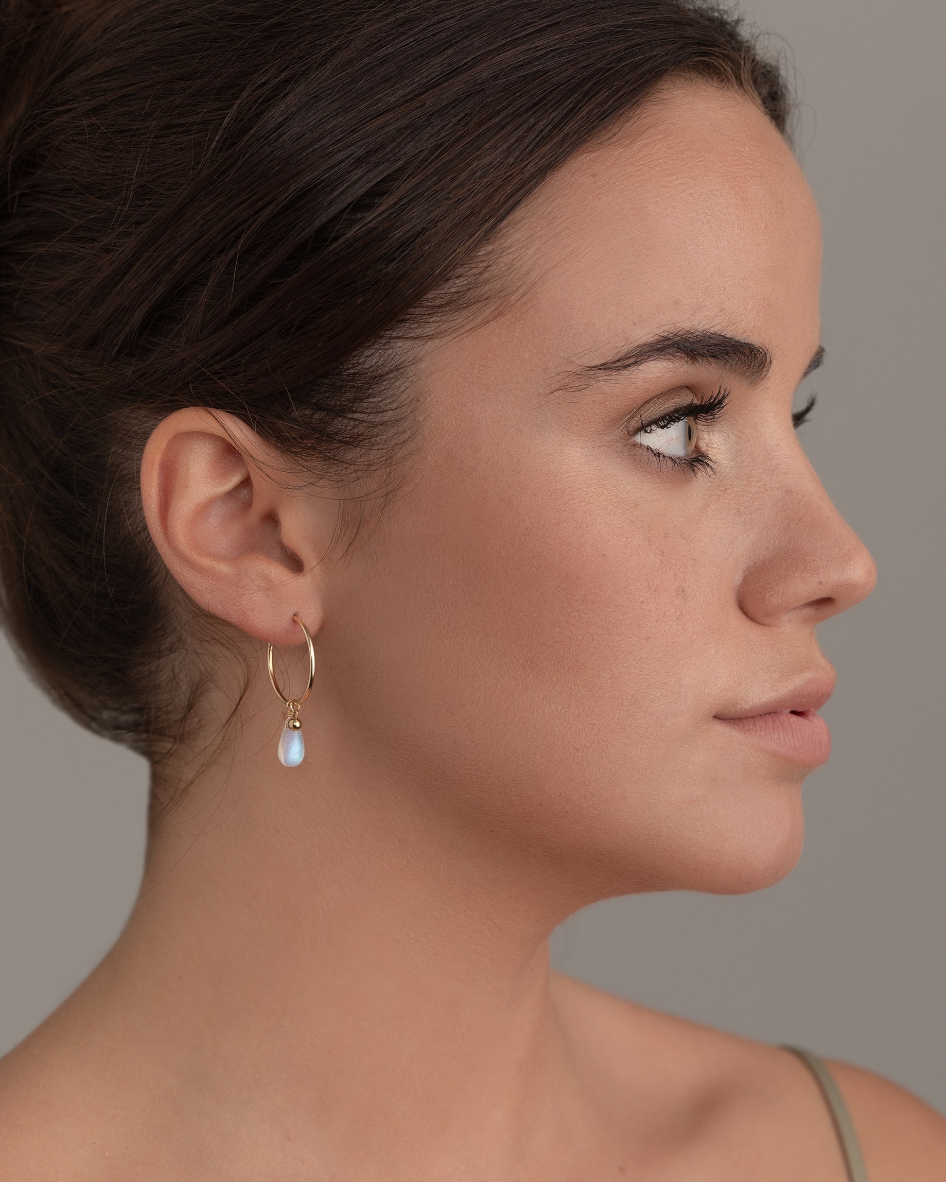 14K Gold Filled Rainbow Moonstone Hoops | Inspiration Her Jewellery