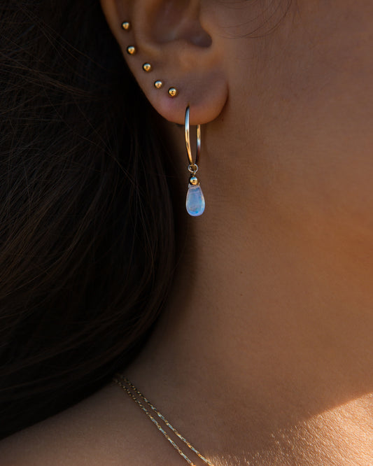 14K Gold Filled Rainbow Moonstone Hoops | Inspiration Her Jewellery
