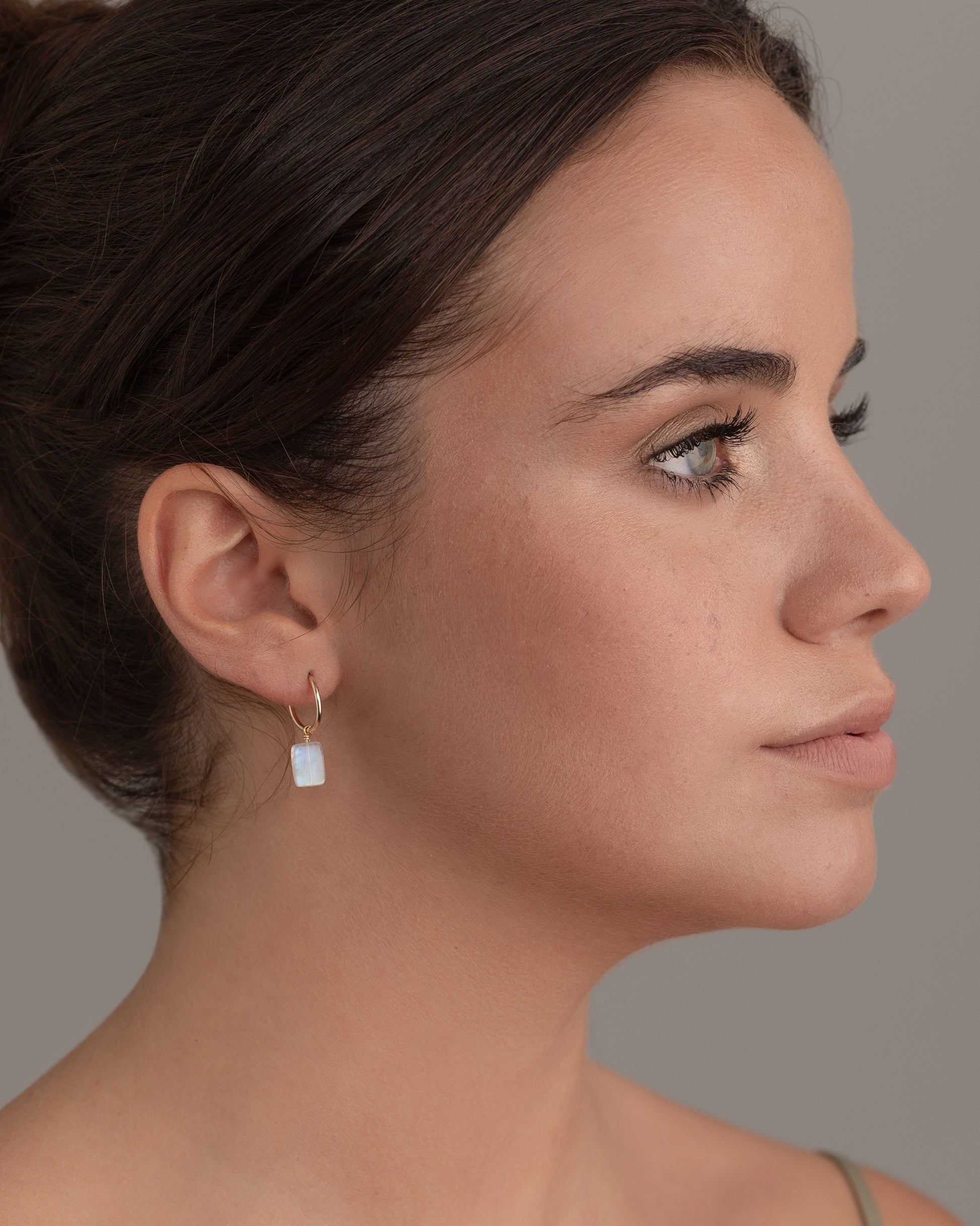 14K Gold Filled Rainbow Moonstone Hoops | Inspiration Her Jewellery