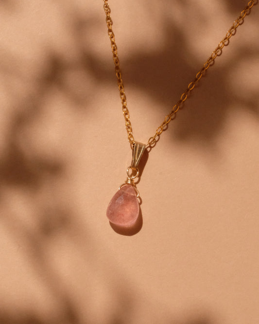 14K Gold Filled Strawberry Quartz Necklace | Inspiration Her Jewellery