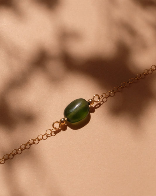 14K Gold Filled Green Serpentine Bracelet | Inspiration Her Jewellery