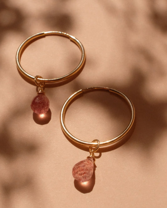 14K Gold Filled Strawberry Quartz Earrings | Inspiration Her Jewellery