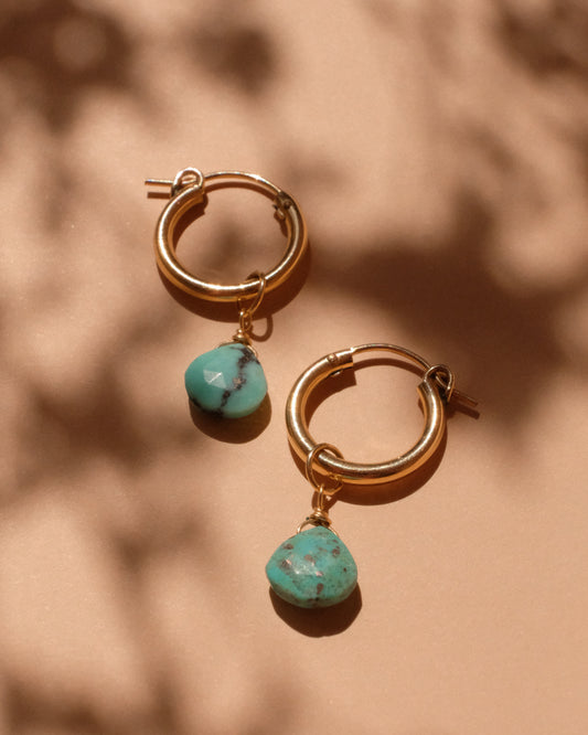 14K Gold Filled Turquoise Hoop Earrings | Inspiration Her Jewellery