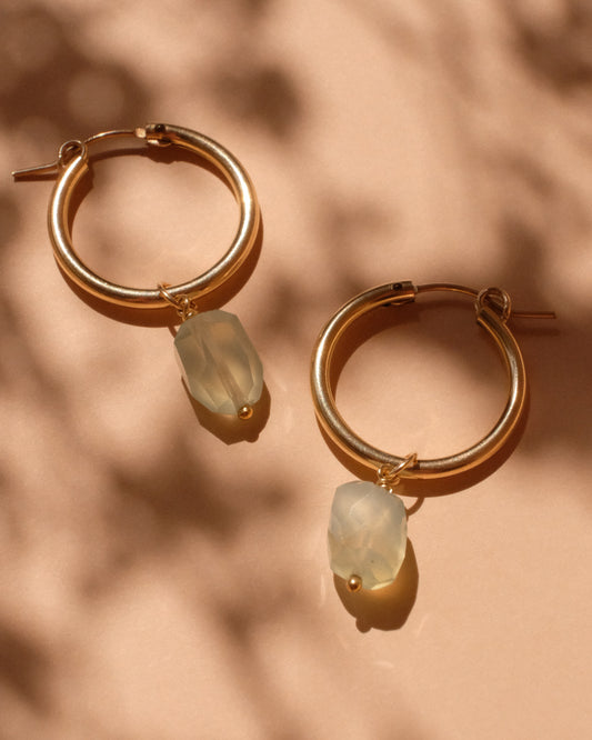 14K Gold Filled Prehnite Hoop Earrings | Inspiration Her Jewellery
