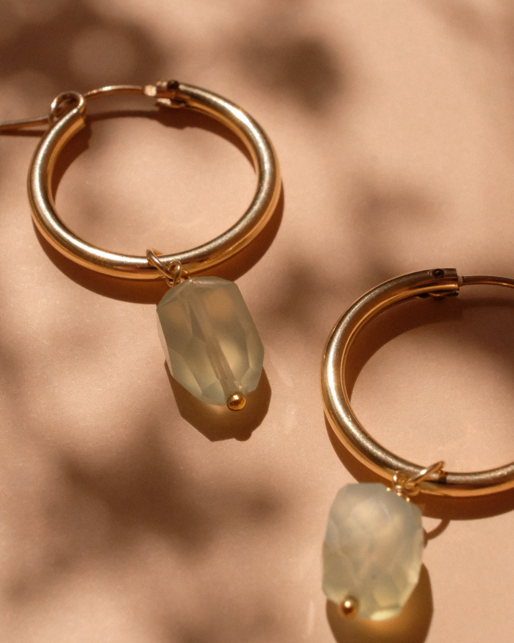 14K Gold Filled Prehnite Hoop Earrings | Inspiration Her Jewellery