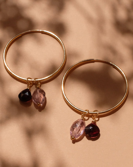 14K Gold Filled Amethyst & Garnet Earrings | Inspiration Her Jewellery