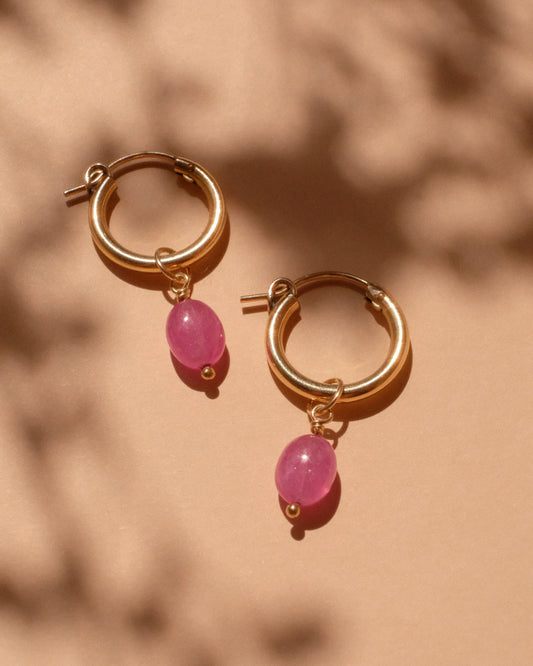 14K Gold Filled Ruby Hoop Earrings | Inspiration Her Jewellery