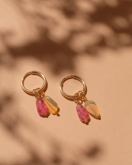 14K Gold Filled Opal & Tourmaline Earrings | Inspiration Her Jewellery