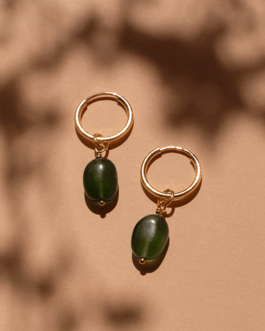 14K Gold Filled Green Serpentine Earrings | Inspiration Her Jewellery