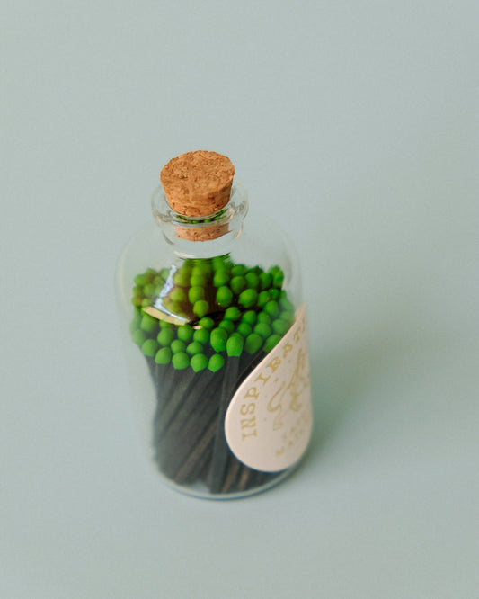 Decorative Matches in a Glass Jar - Black + Green | Inspiration Her