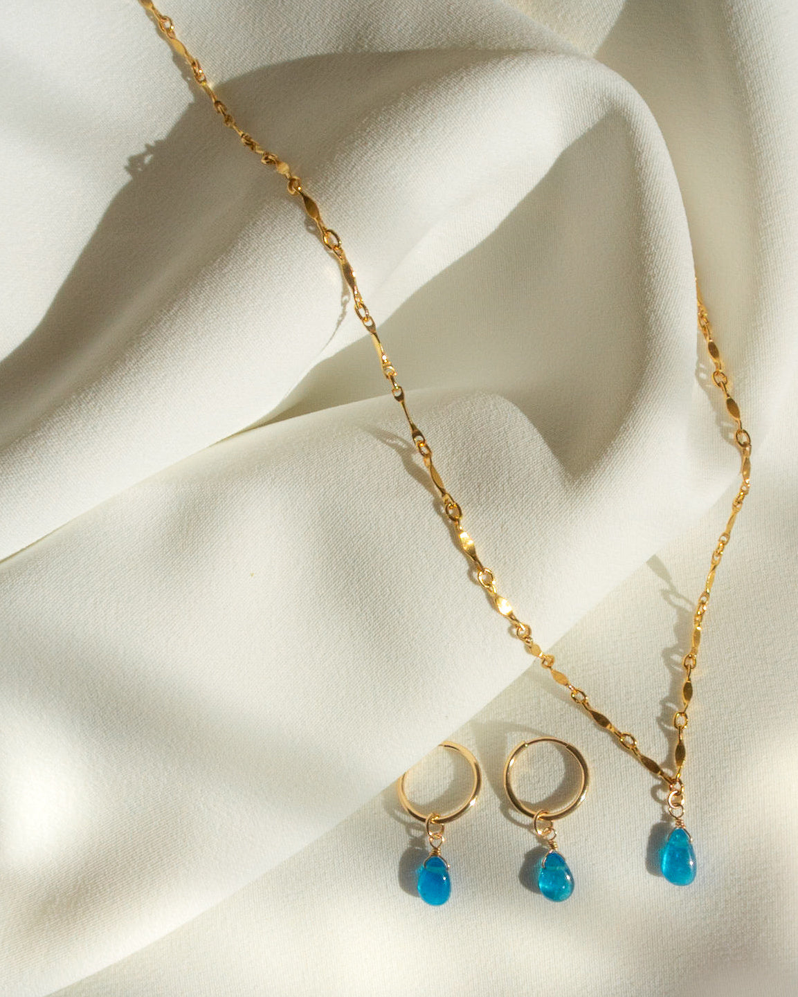 14K Gold Filled Blue Apatite Hoop Earrings | Inspiration Her Jewellery