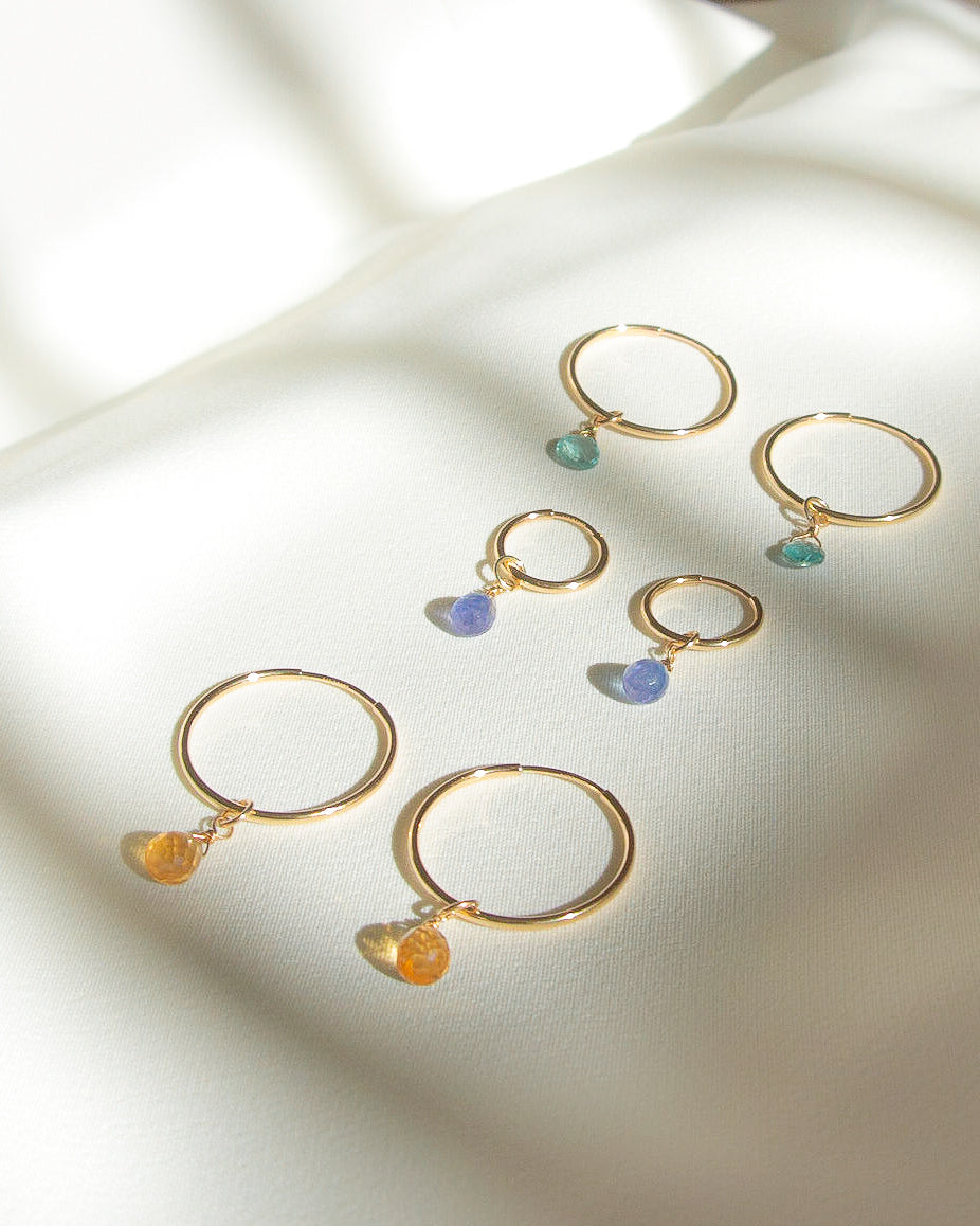 14K Gold Filled Green Apatite Hoop Earrings | Inspiration Her Jewellery