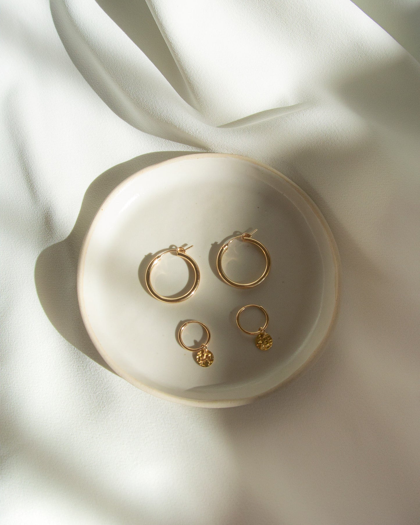 14K Gold Filled Textured Disc Hoops | Inspiration Her Jewellery