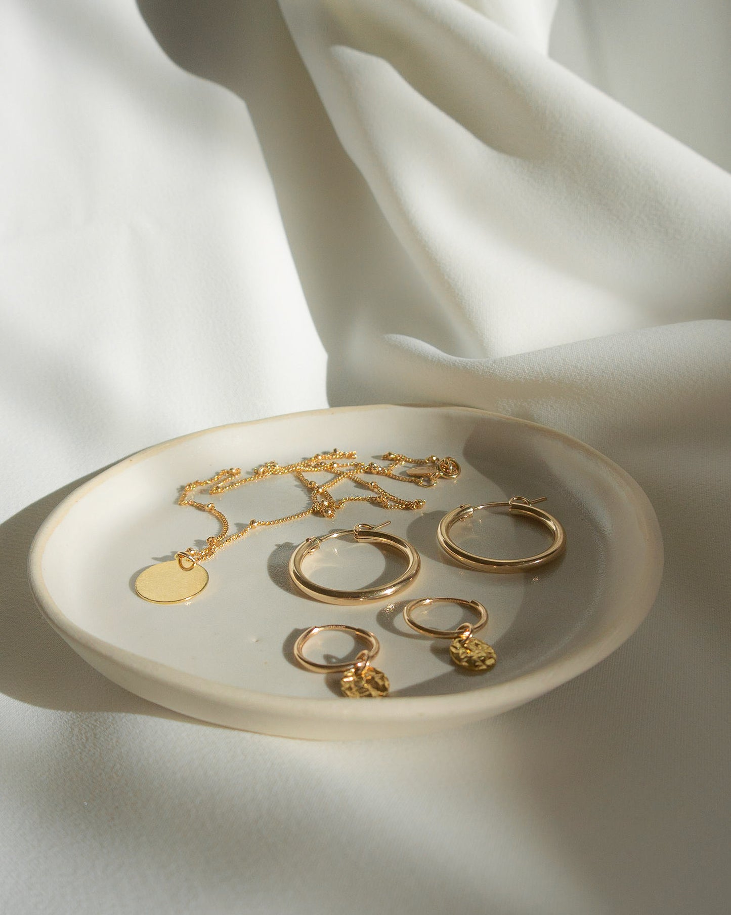14K Gold Filled Textured Disc Hoops | Inspiration Her Jewellery