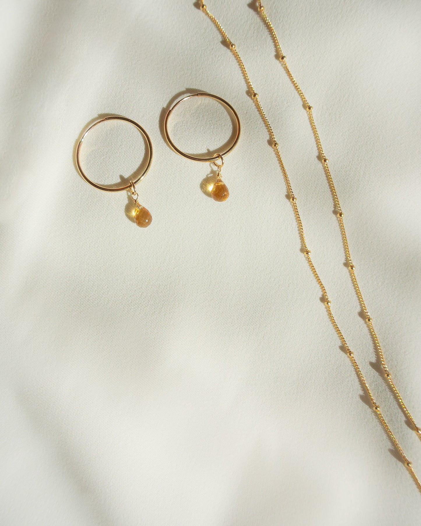 14K Gold Filled Citrine Hoop Earrings | Inspiration Her Jewellery