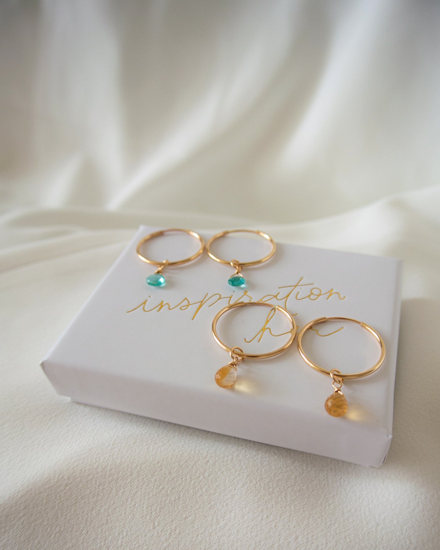 14K Gold Filled Green Apatite Hoop Earrings | Inspiration Her Jewellery