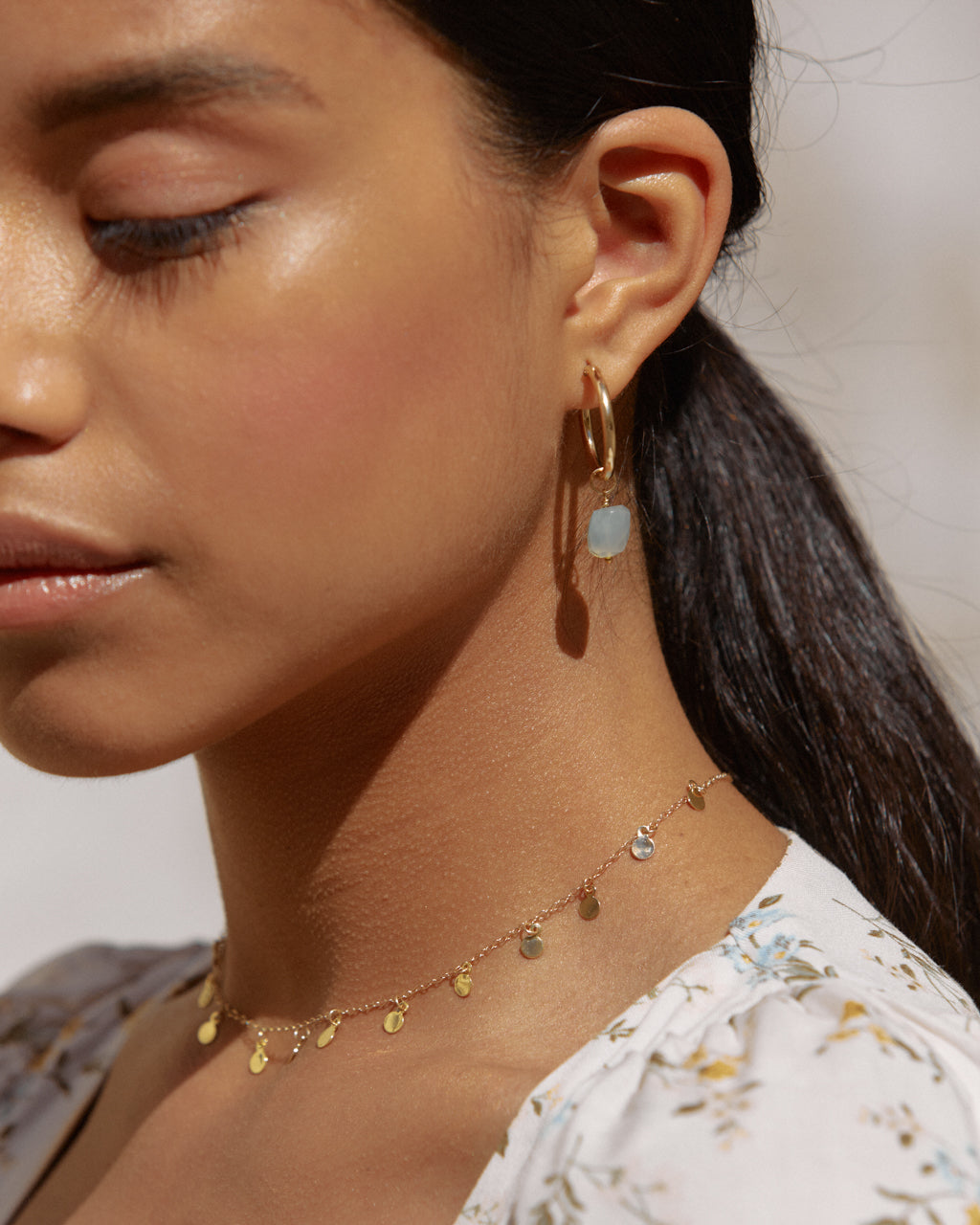 14K Gold Filled Prehnite Hoop Earrings | Inspiration Her Jewellery