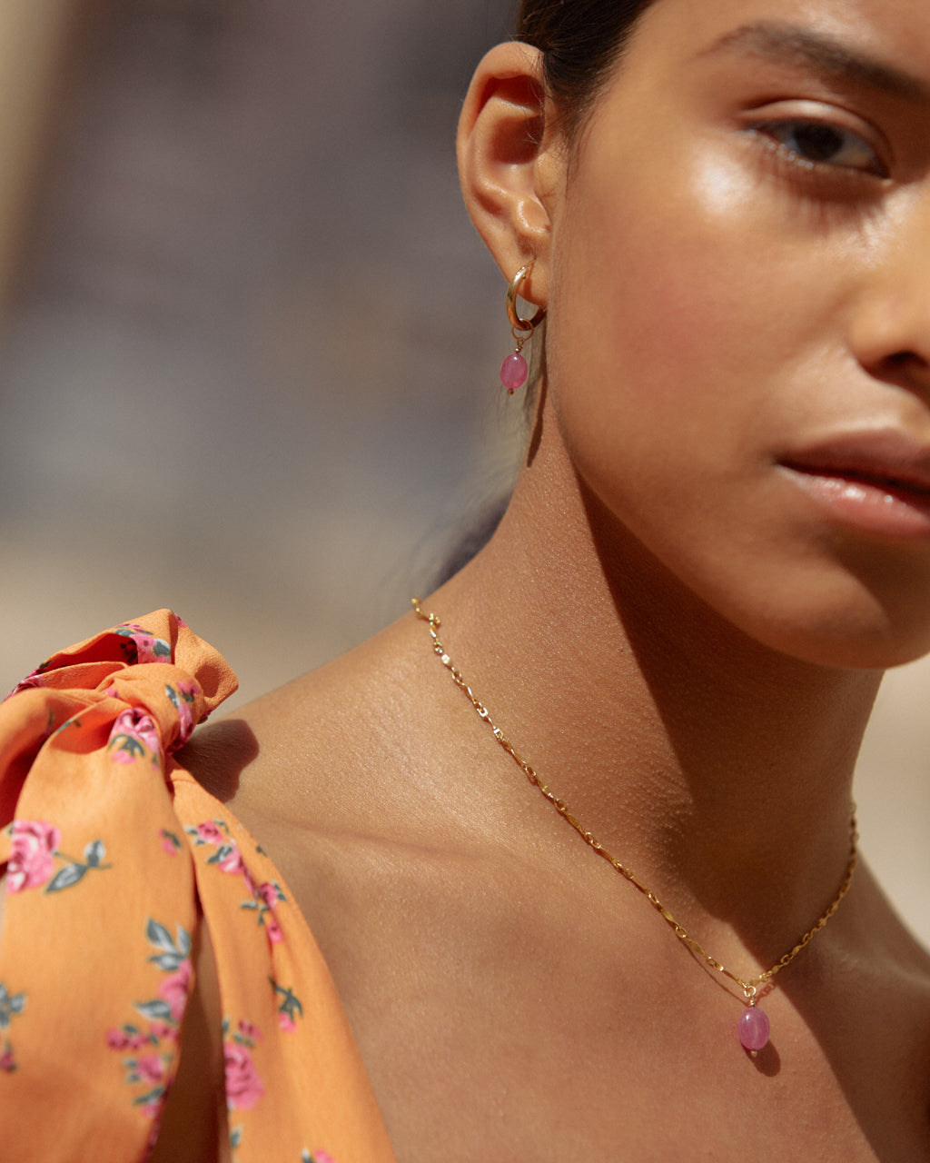 14K Gold Filled Ruby Hoop Earrings | Inspiration Her Jewellery