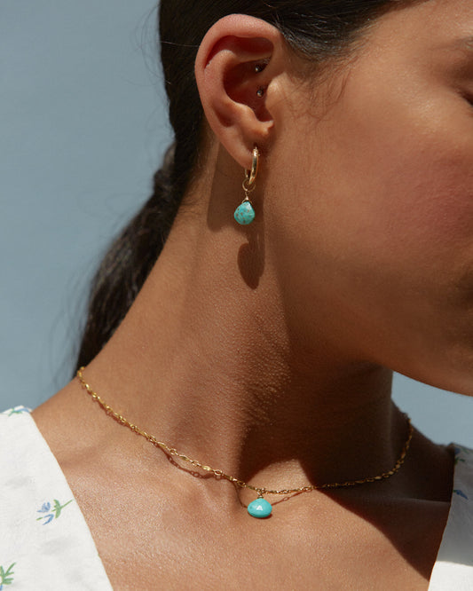 14K Gold Filled Turquoise Hoop Earrings | Inspiration Her Jewellery
