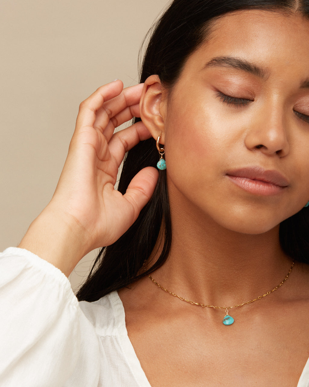 14K Gold Filled Turquoise Hoop Earrings | Inspiration Her Jewellery
