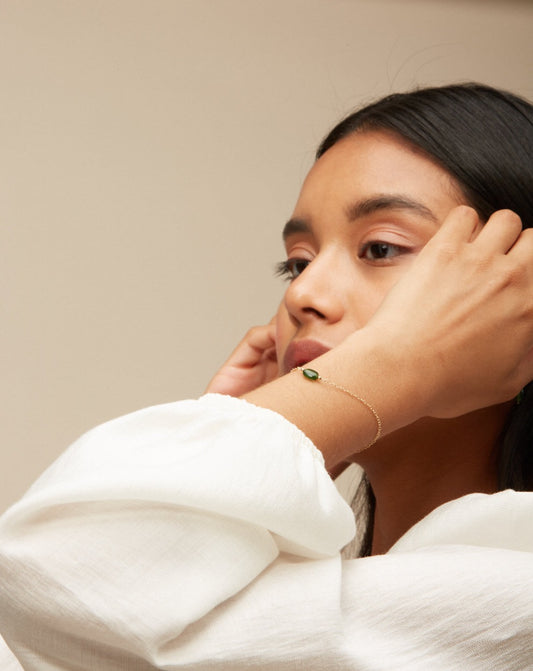 14K Gold Filled Green Serpentine Bracelet | Inspiration Her Jewellery