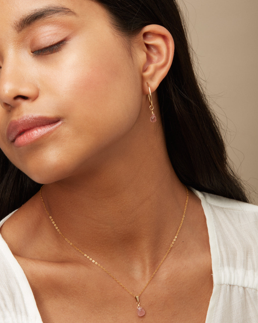 14K Gold Filled Strawberry Quartz Earrings | Inspiration Her Jewellery